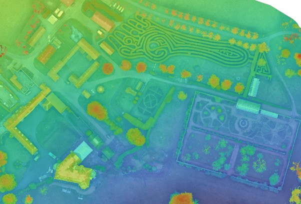 a drone image heat map showing different levels by images