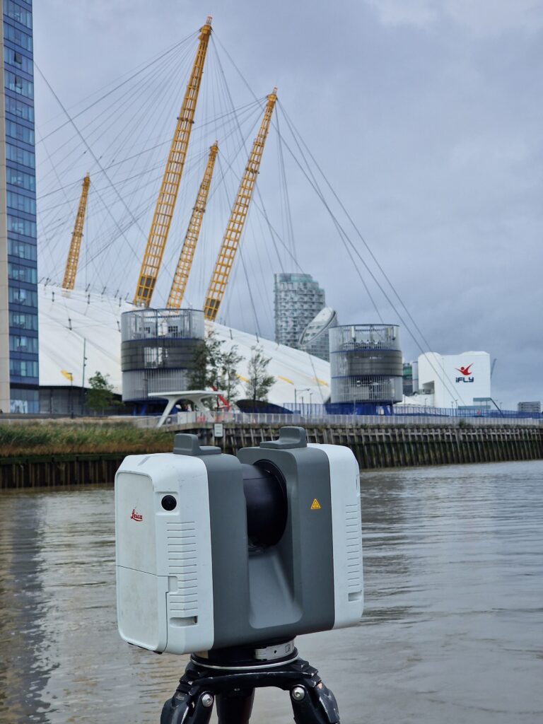 Leica RTC 360 in front of O2 Arena