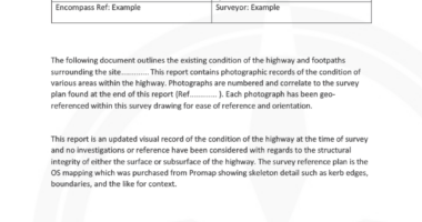 Encompass Surveys Highway Condition Survey example front page